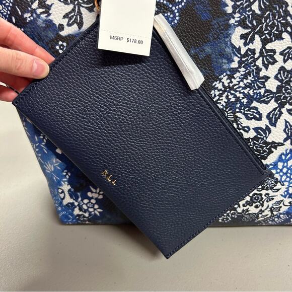 Ralph Lauren Floral Reversible Tote Purse Summer Navy Blue Floral + Wristlet NWT - Picture 4 of 8